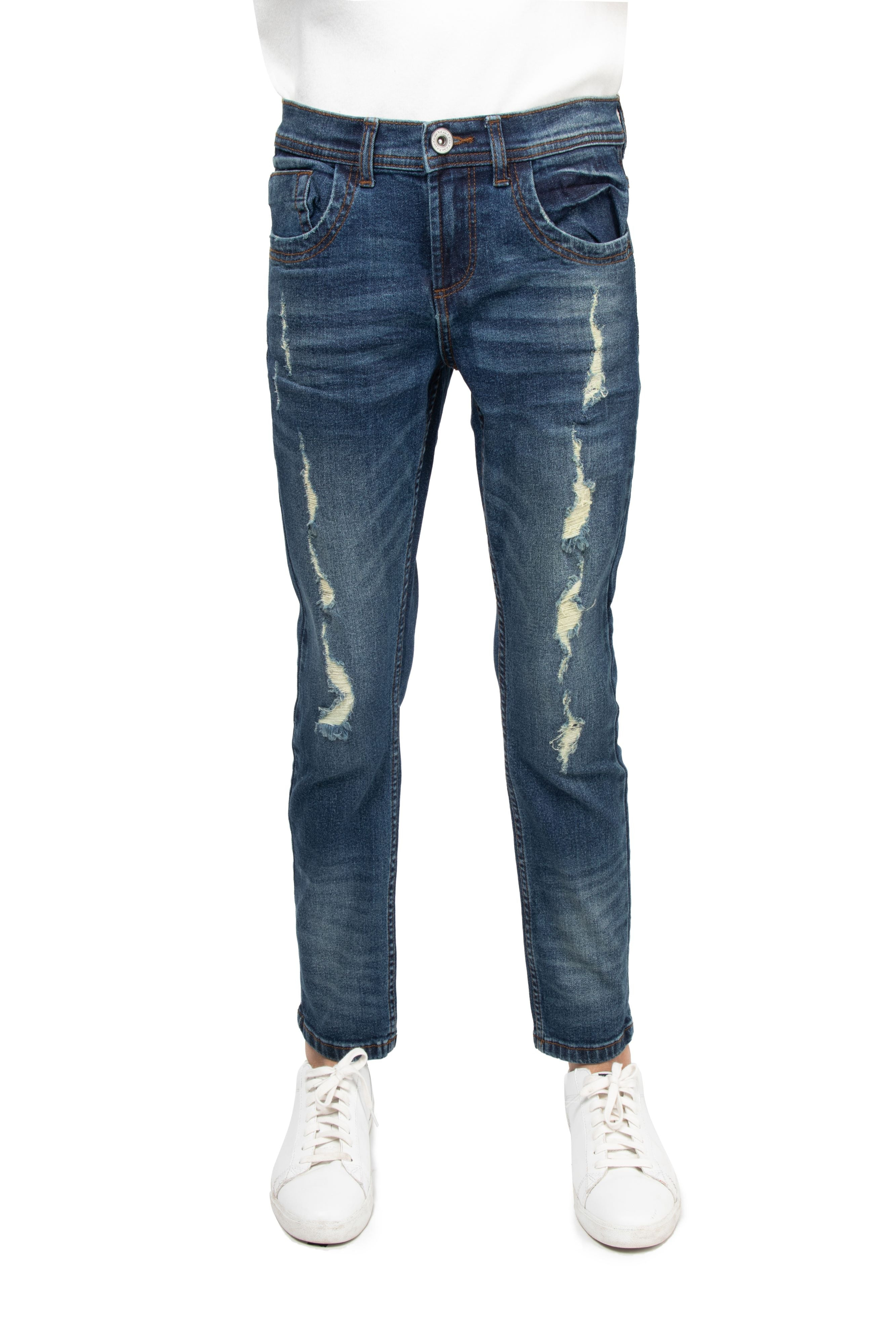 RAW X Boy's Skinny Fit Rip & Repair Denim Pants