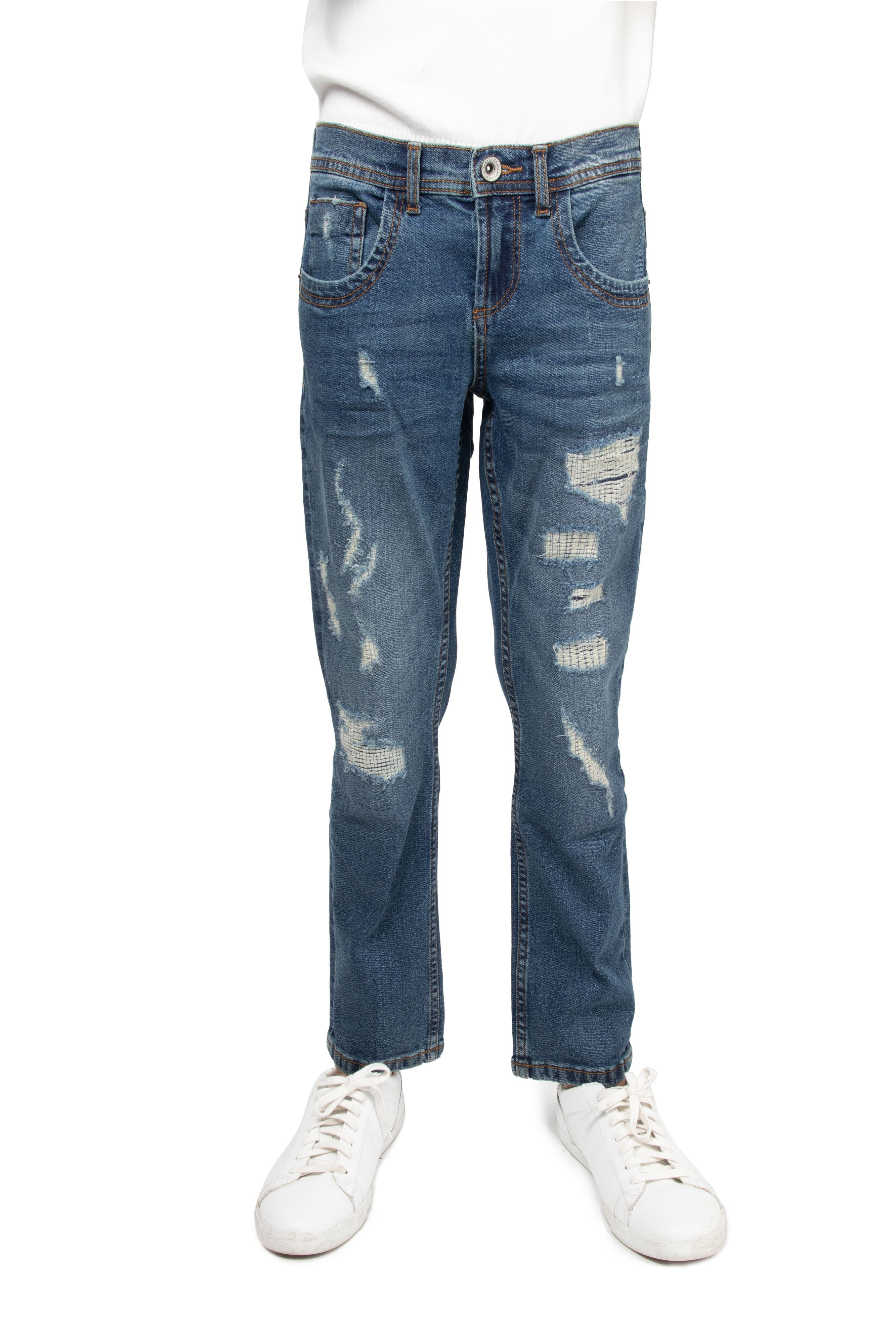 RAW X Boy's Skinny Fit Rip & Repair Denim Pants