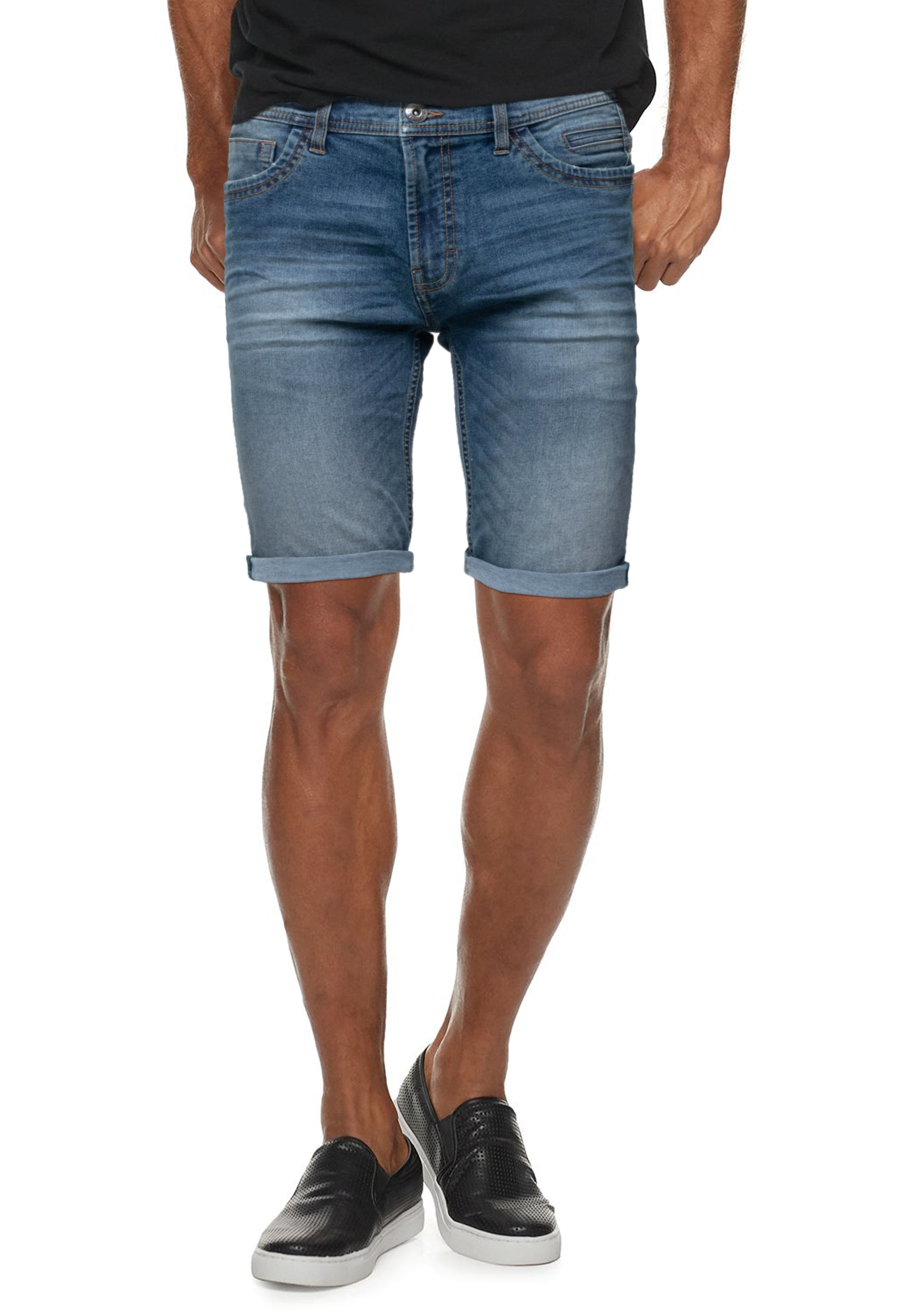 CULTURA Men's Silicon Wash Roll Up Denim Shorts