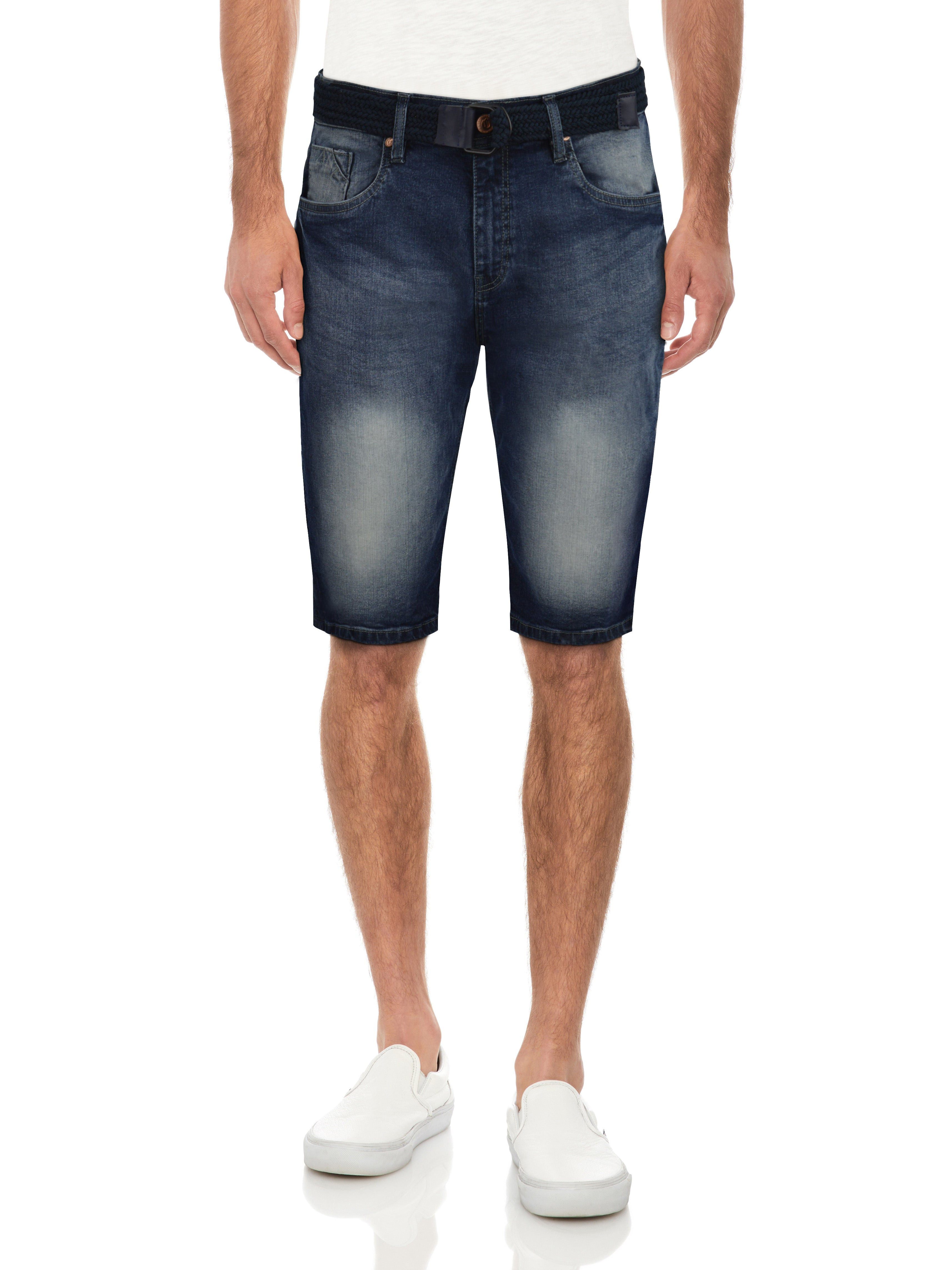 CULTURA Men's 12" Super Flex Belted Denim Shorts