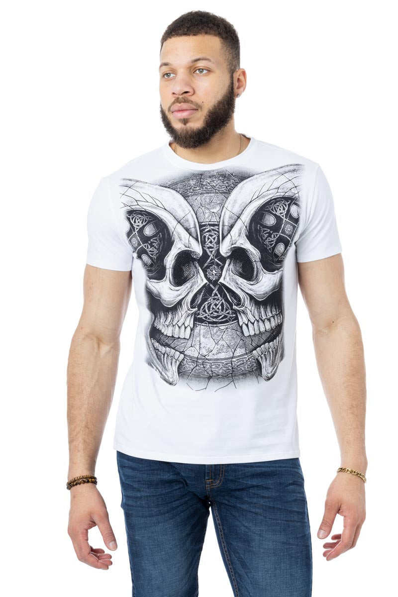 HEADS OR TAILS Rhinestone Studded Graphic printed T-Shirt