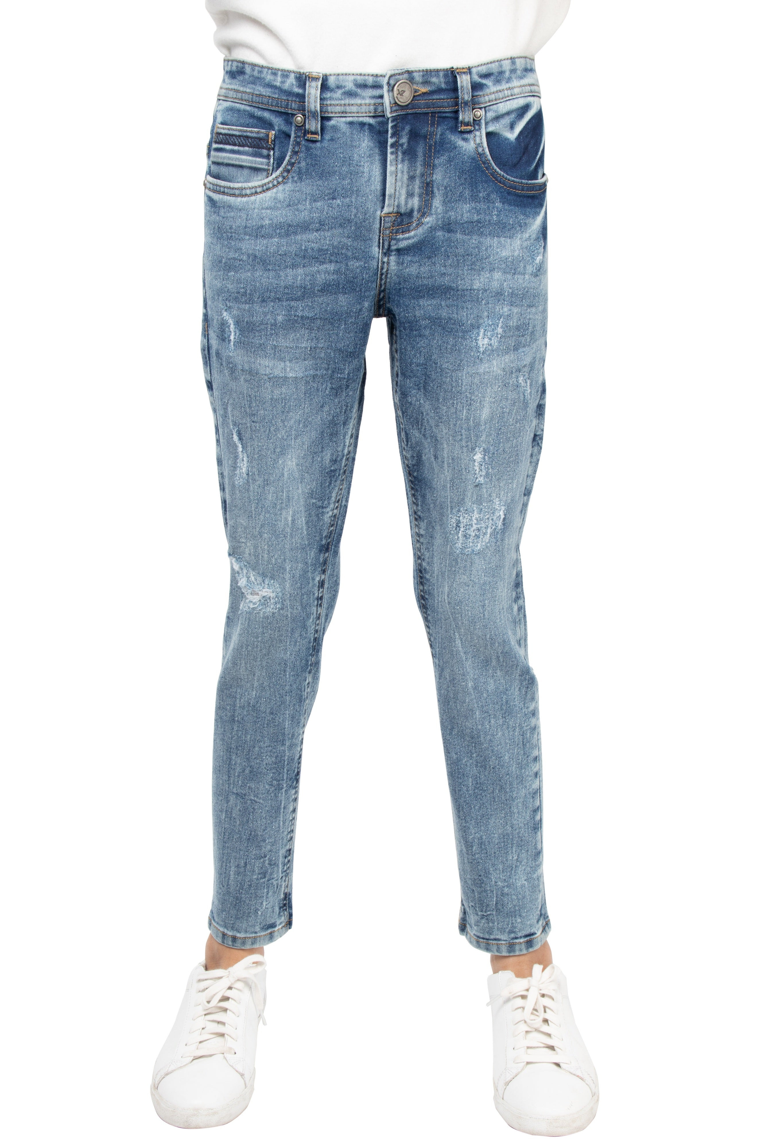 X RAY Boy's Slim Fit Distressed Denim Pants