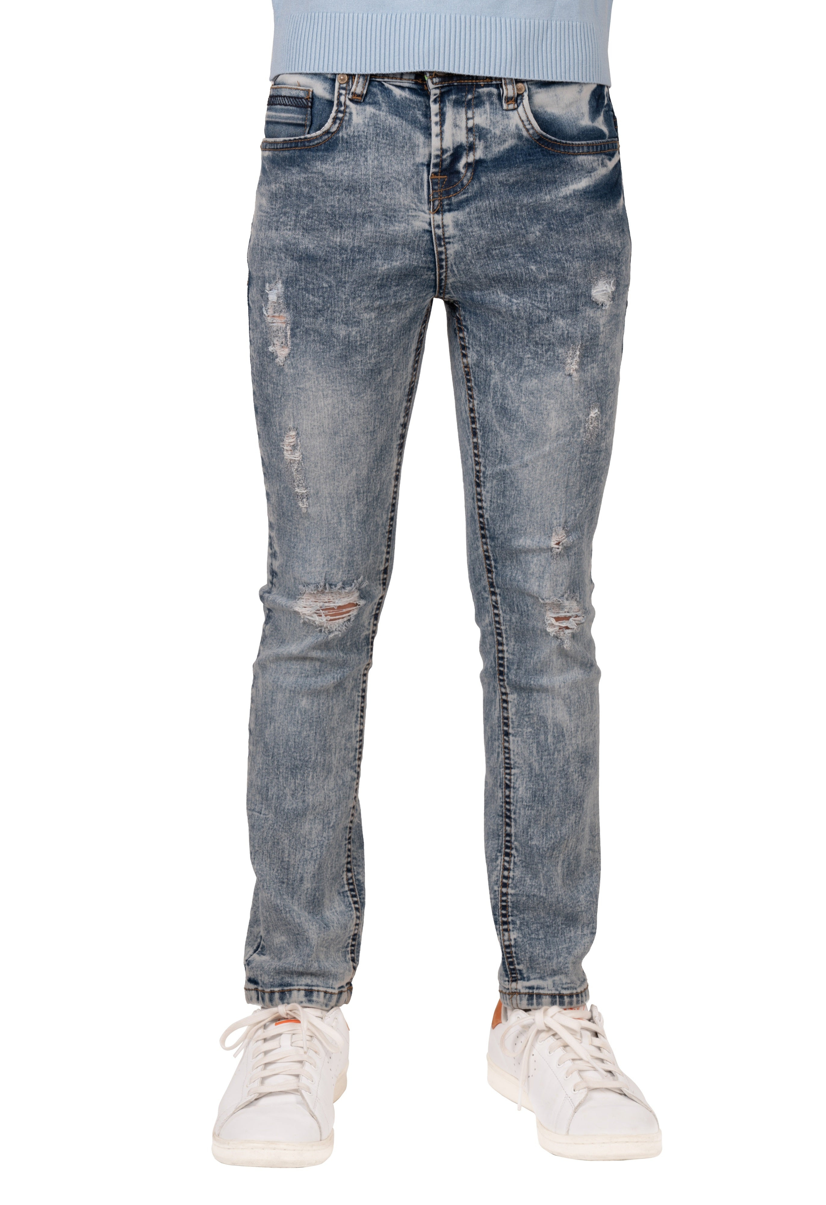 RAW X Boy's Skinny Fit Rip & Repair Denim Pants