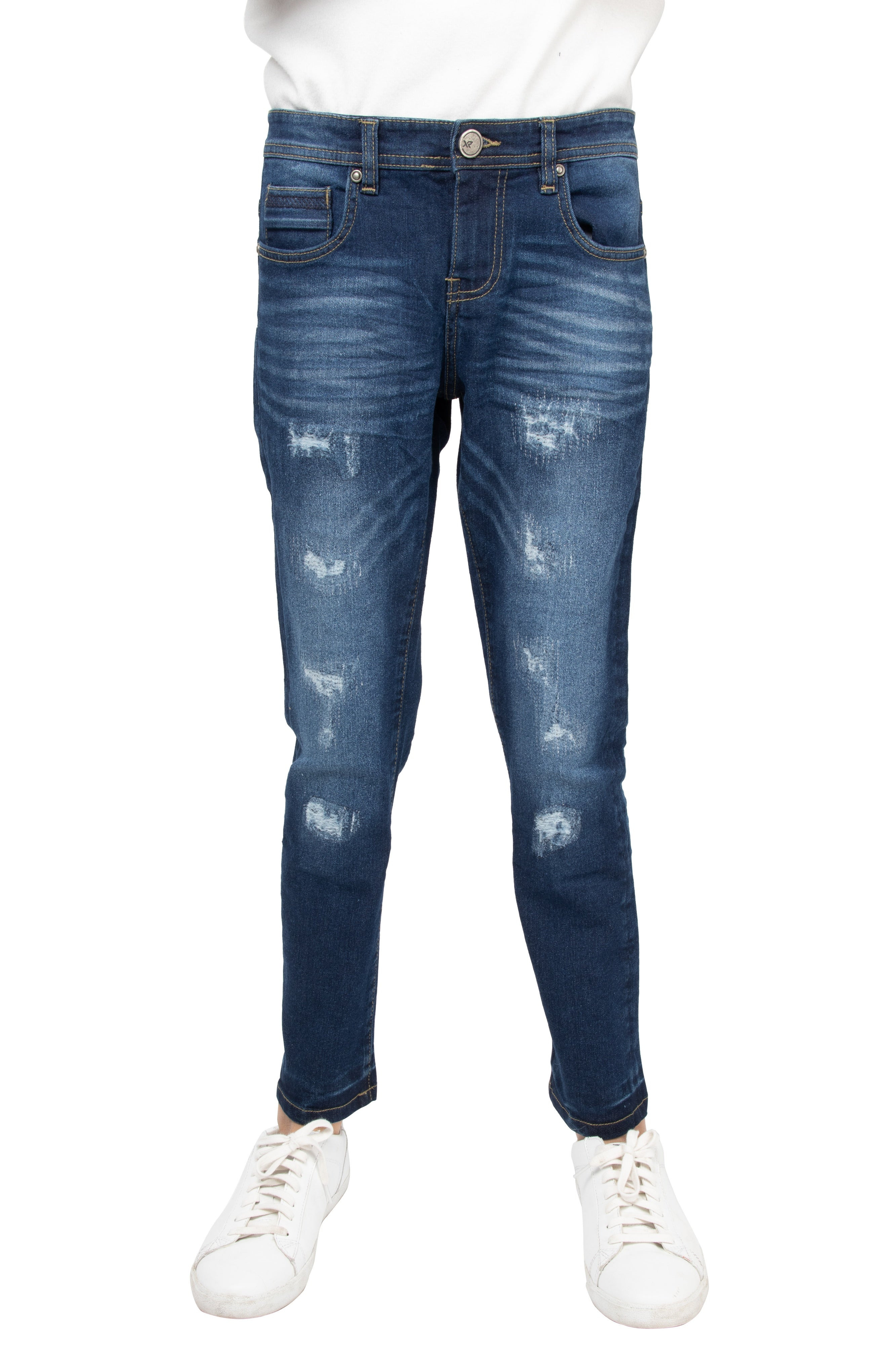 X RAY Kid's Slim Fit Rip & Repair Denim Pants