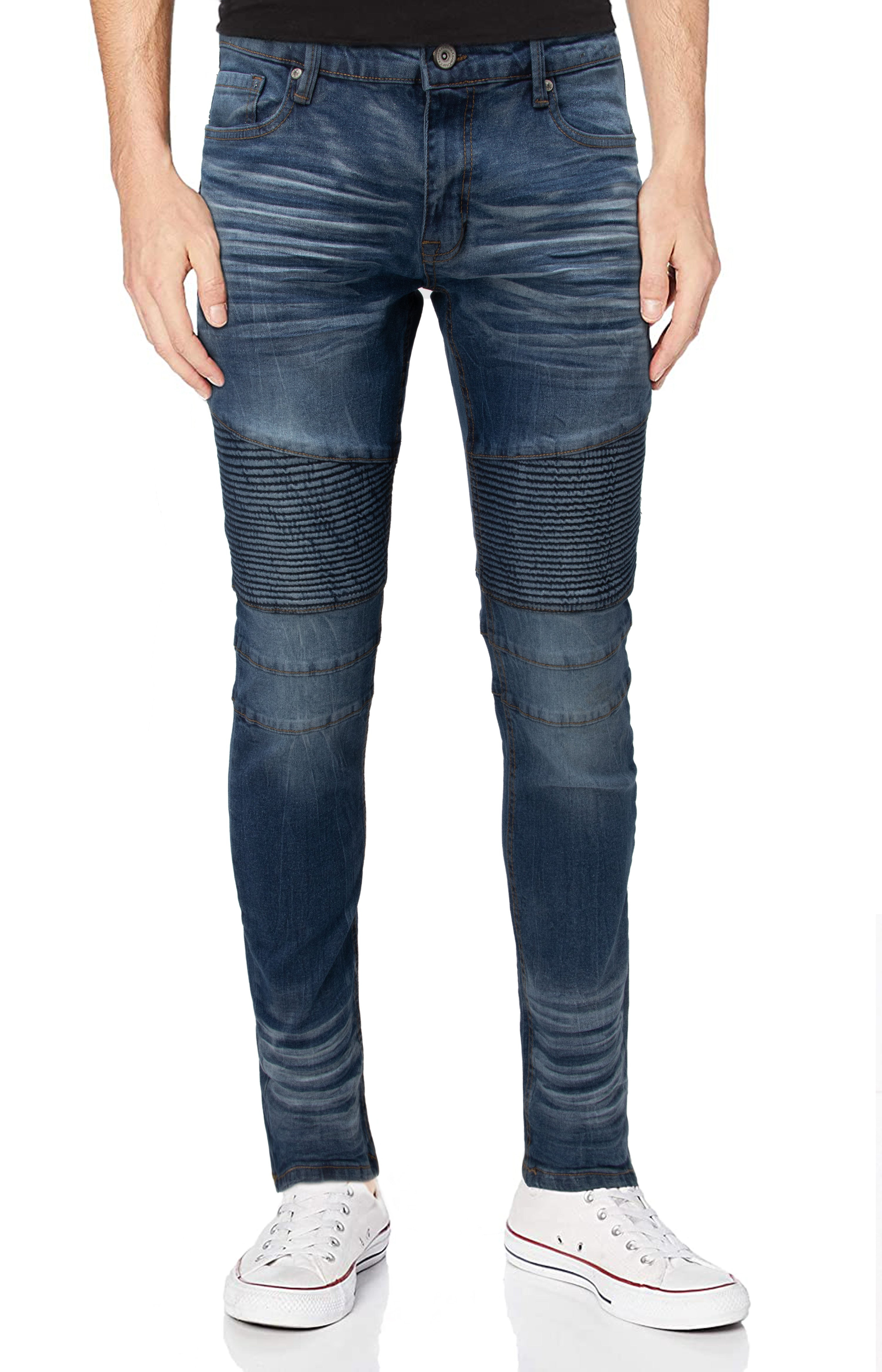 RAW X Men's Comfy Flex Stretch Biker Denim Pants