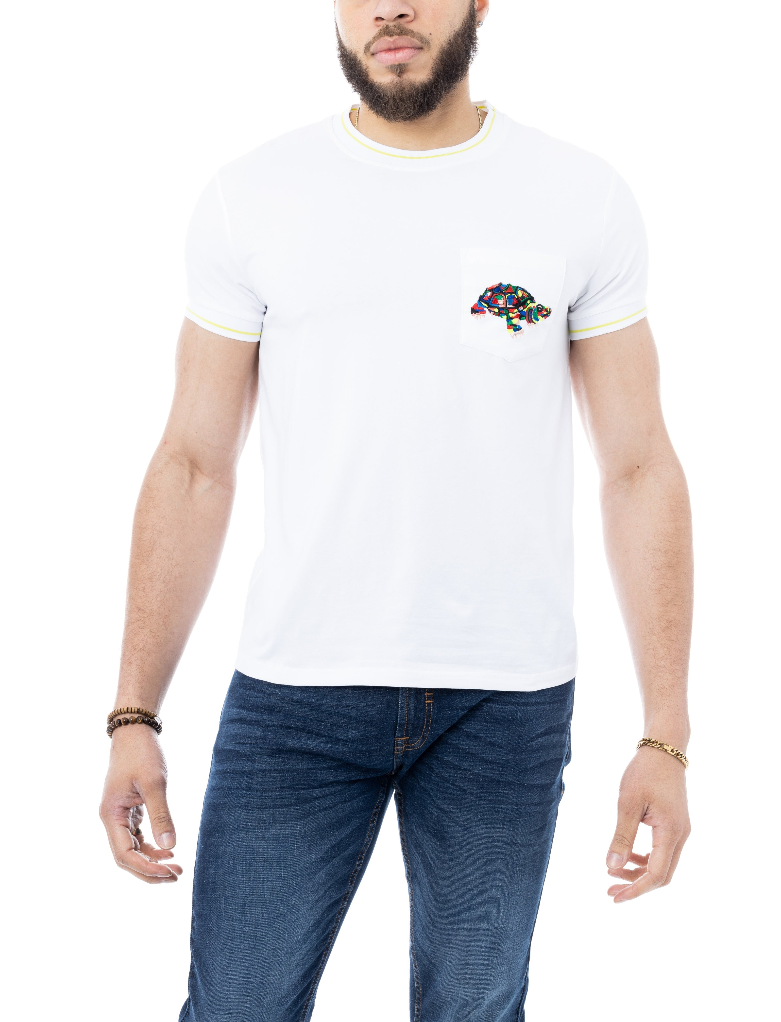 RAW X Relaxed Fit Embroidered Pocket Crewneck T-Shirt