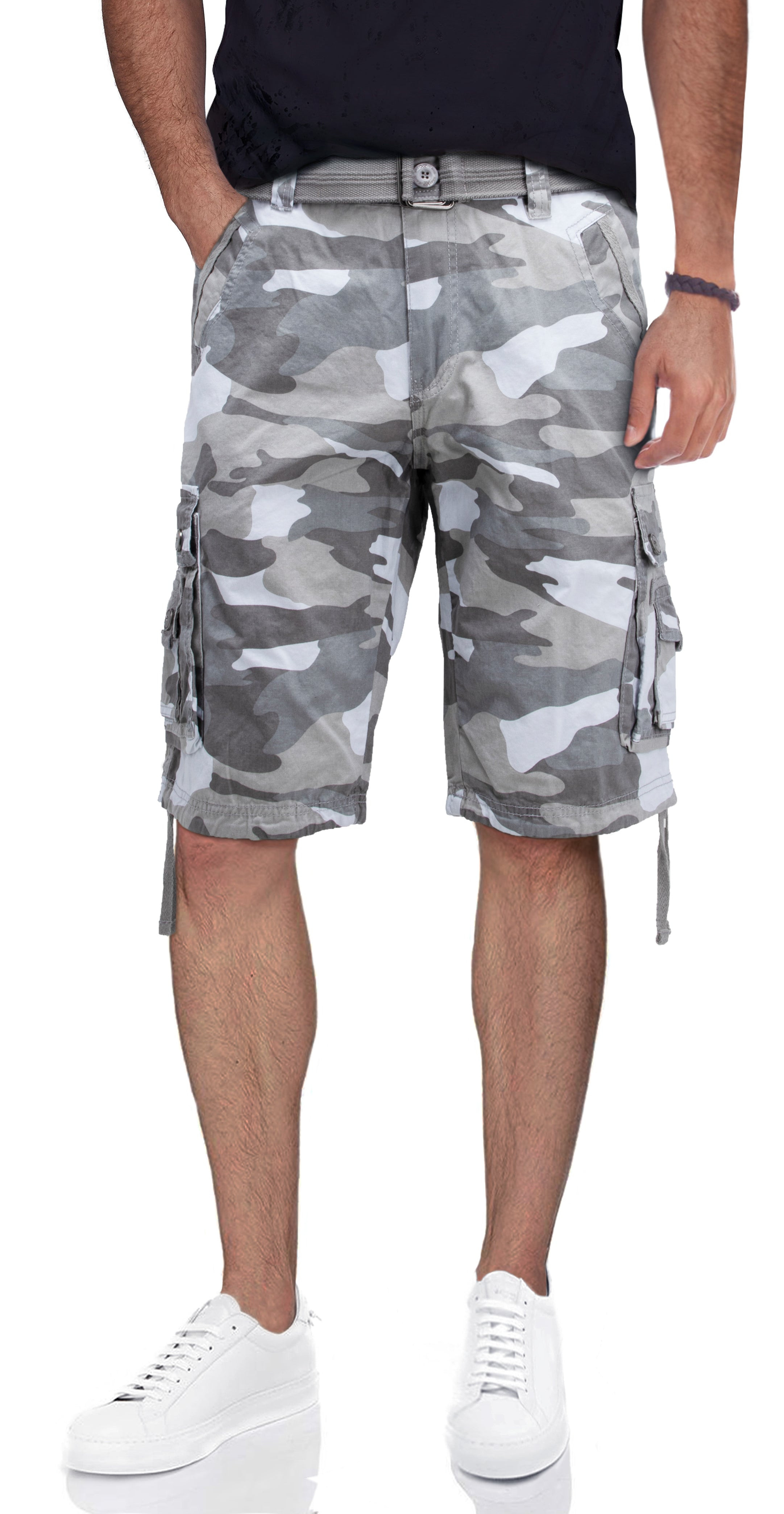 X RAY Mens Tactical Bermuda Cargo Shorts Camo and Solid Colors 12.5" Inseam Knee Length Classic Fit Multi Pocket Capri Pants