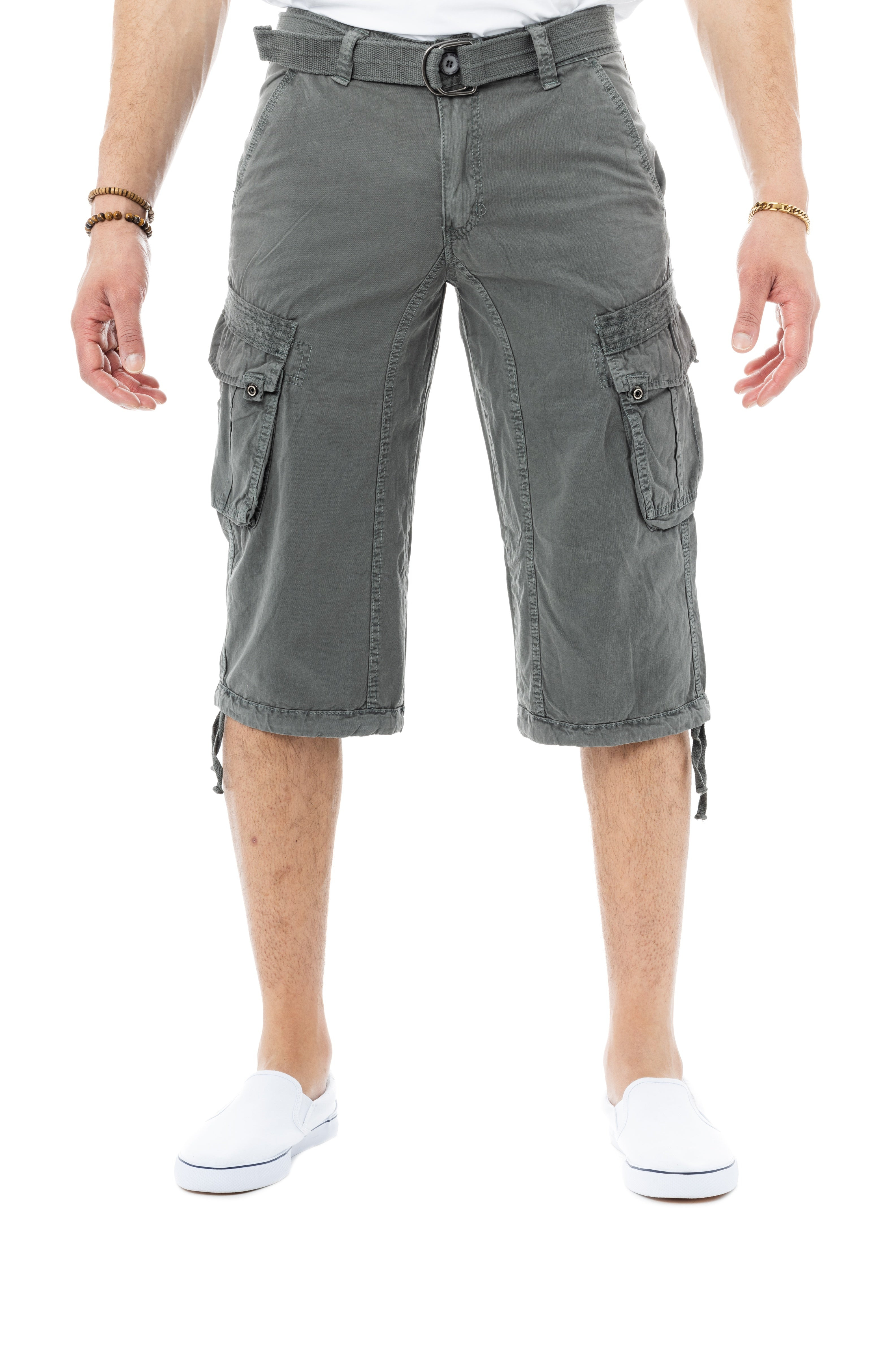 X RAY Men's Belted 18" Long Cargo Shorts With Draw Cord