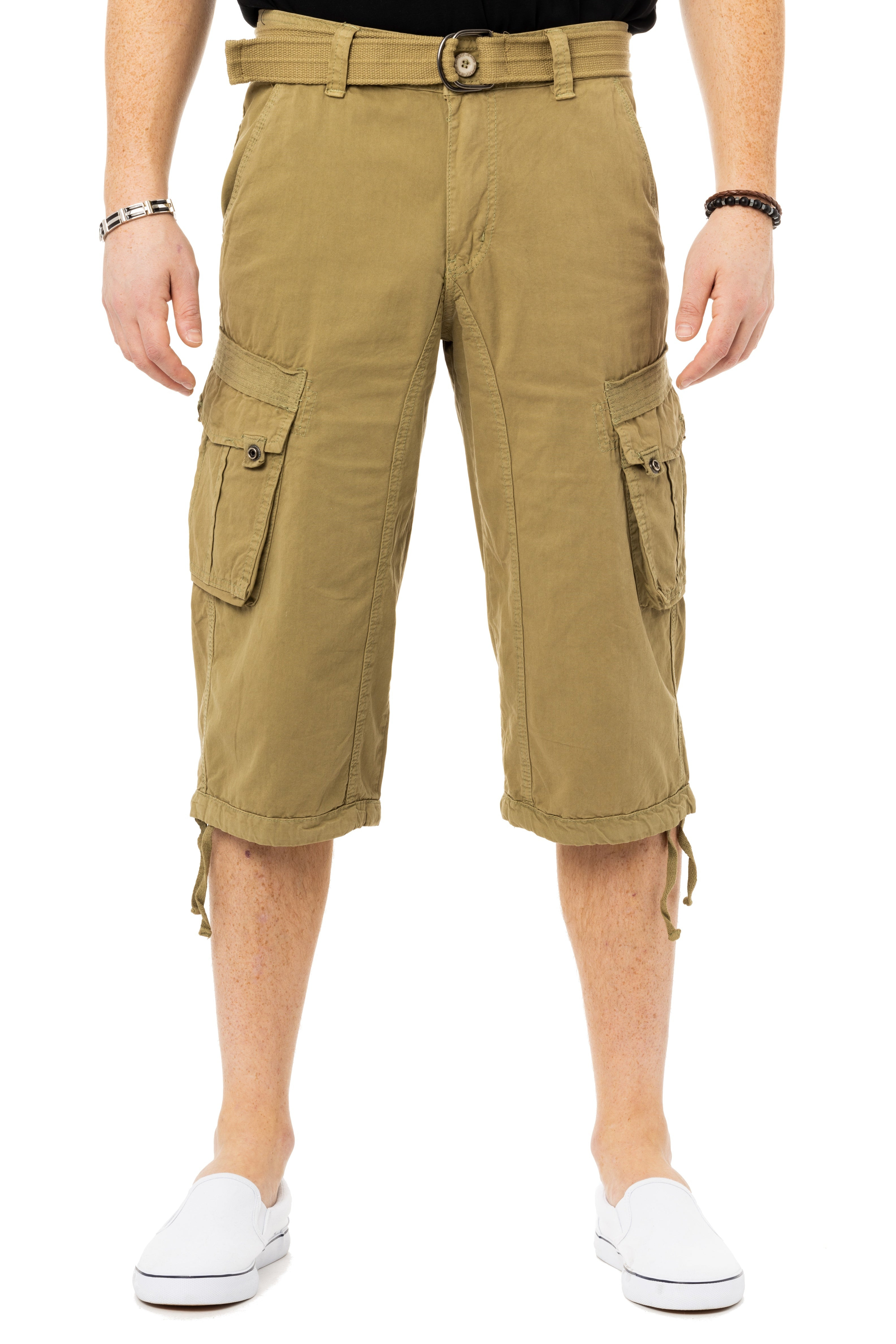 X RAY Mens Belted 18" Long Cargo Shorts With Draw Cord