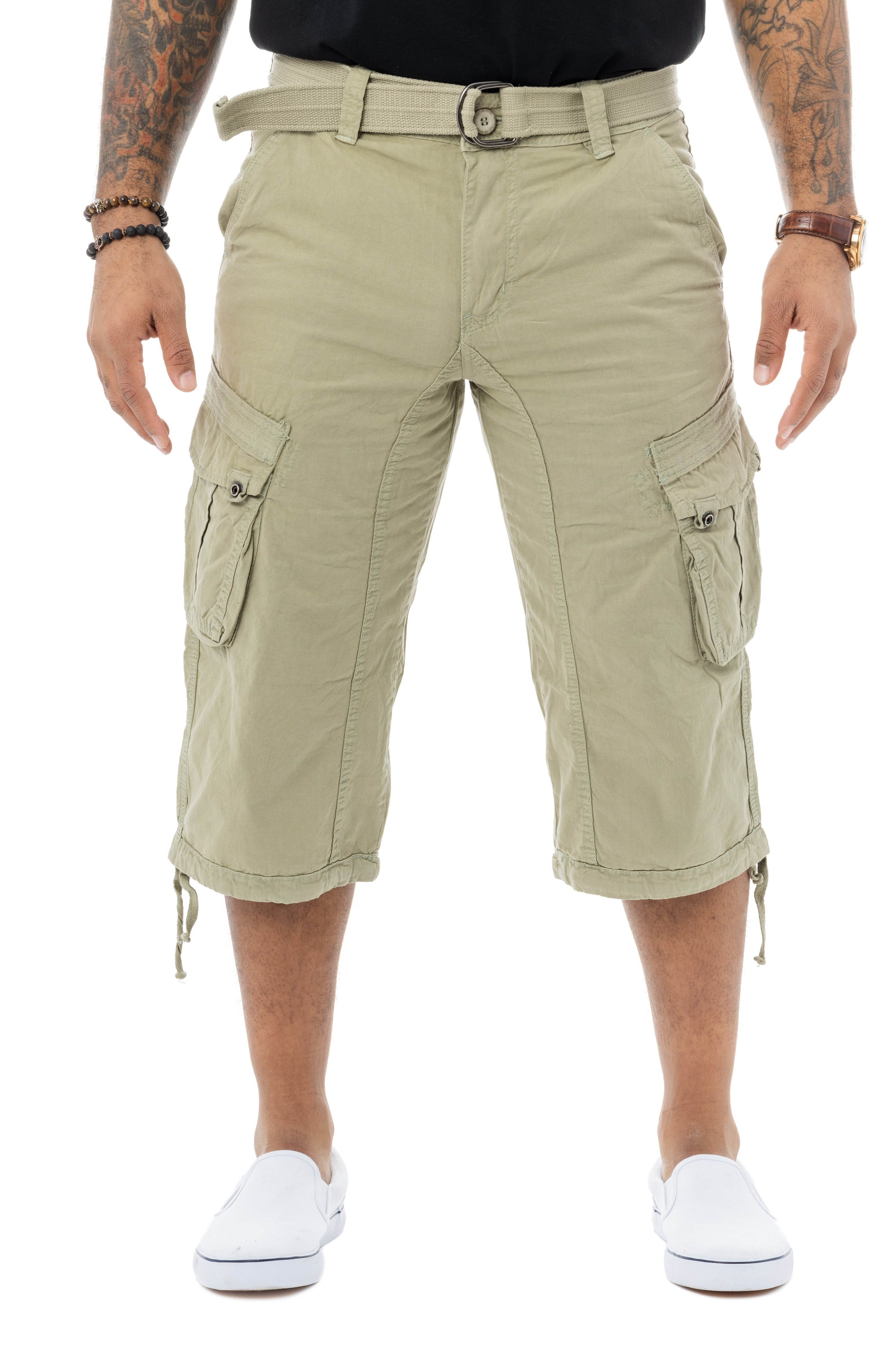 X RAY Men's Belted 18" Long Cargo Shorts With Draw Cord