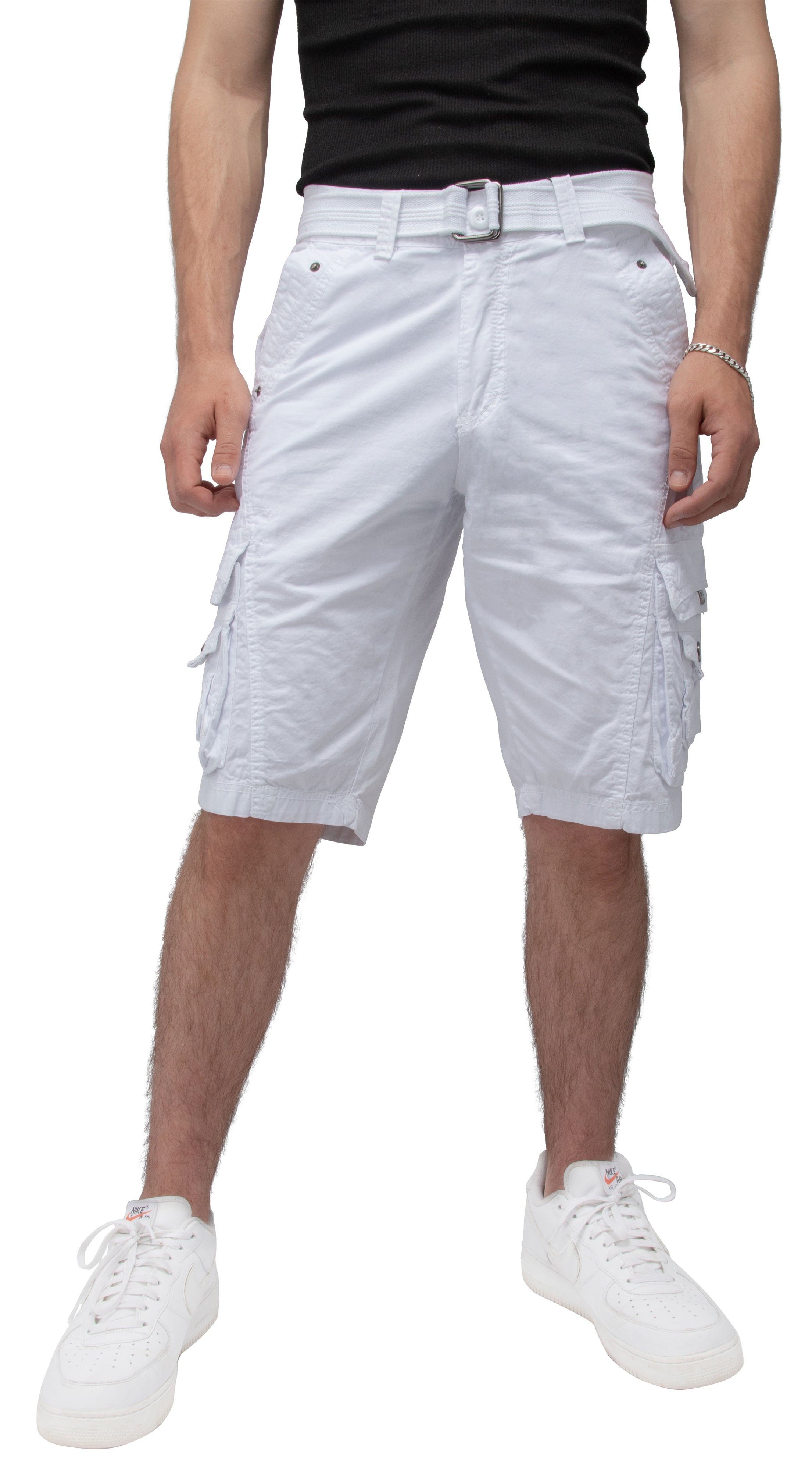 X RAY Men's Belted Cargo Shorts With Snap Detail