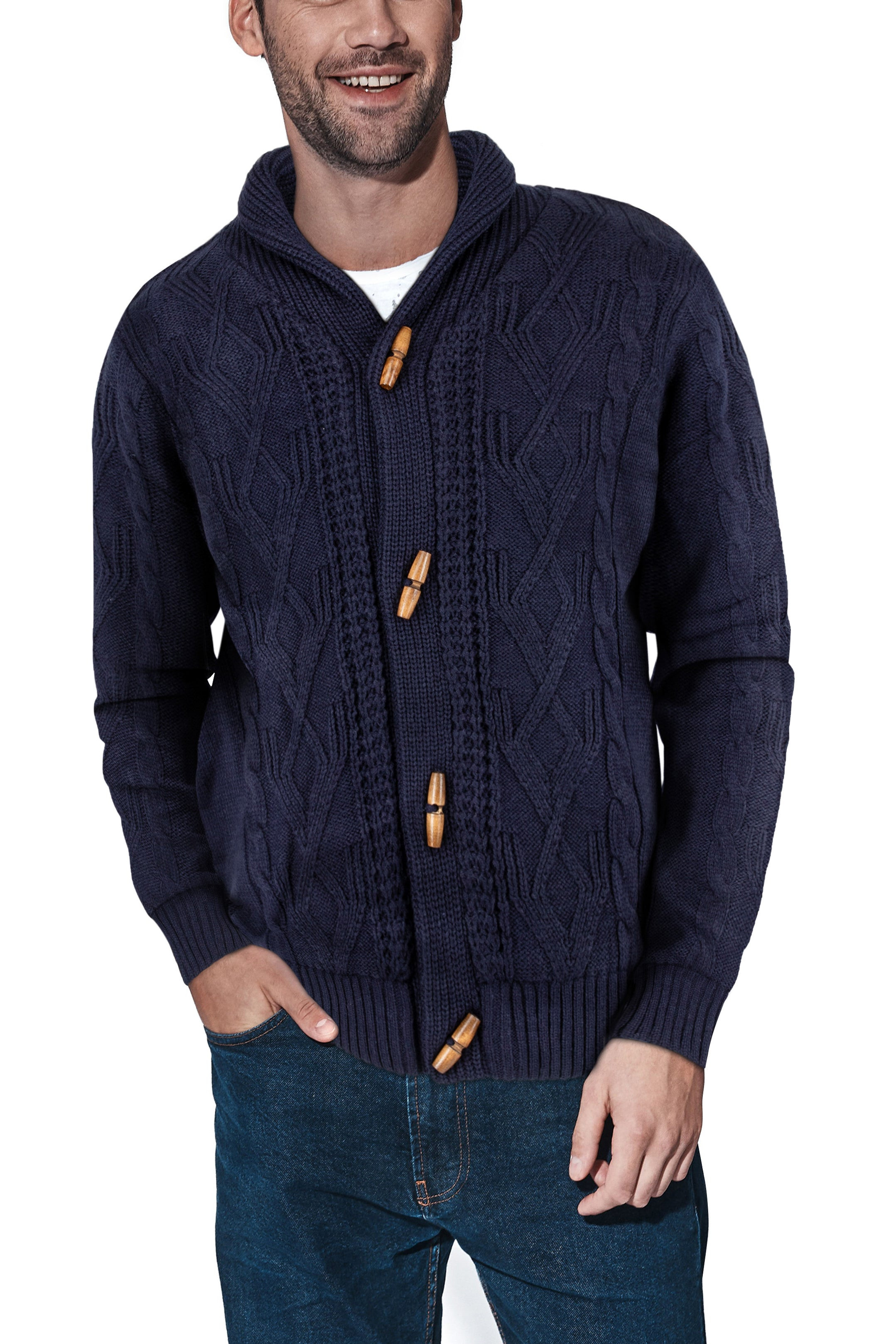 X RAY Waffle Knitted Shawl Collar Cardigan