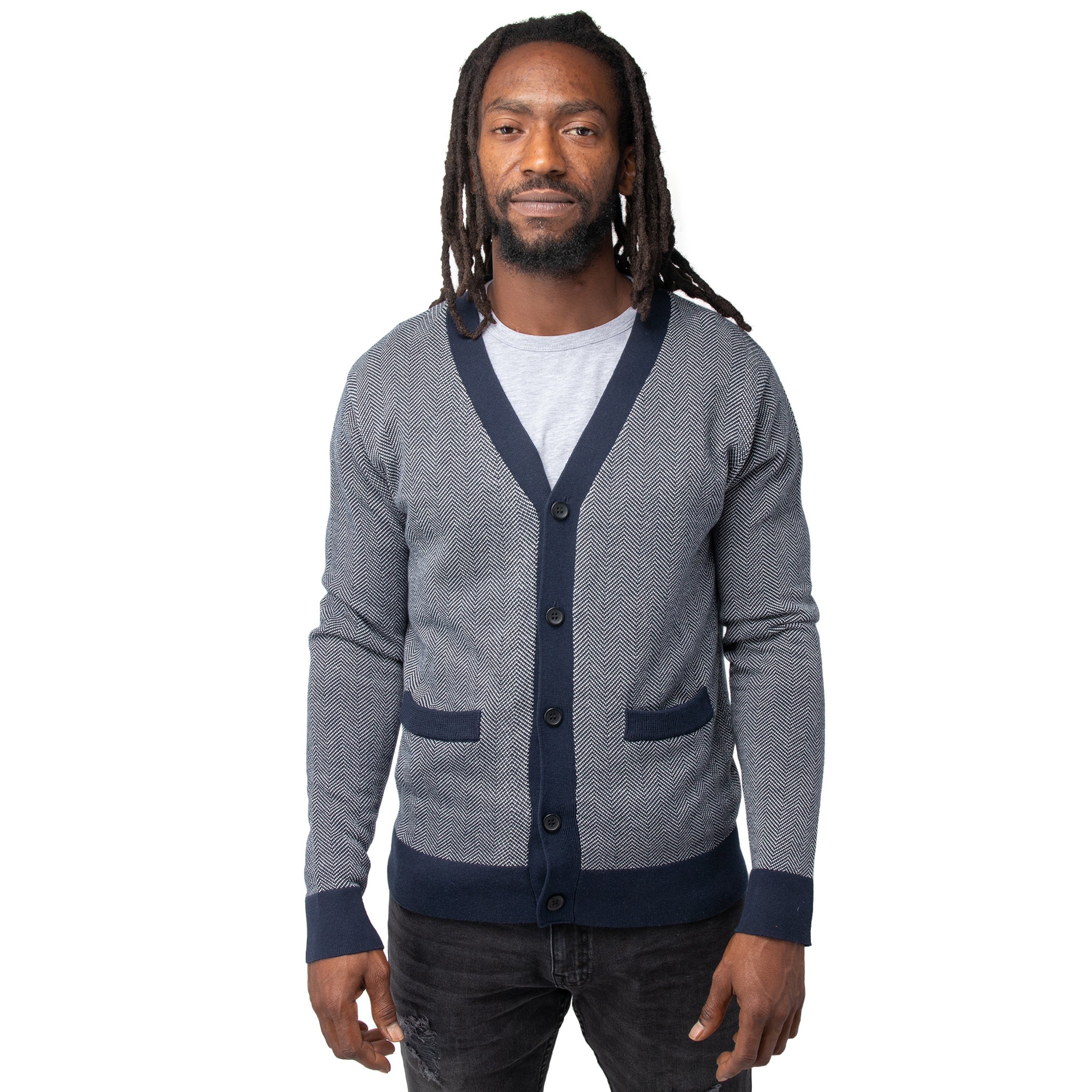 X RAY Casual Herringbone Cardigan Sweater