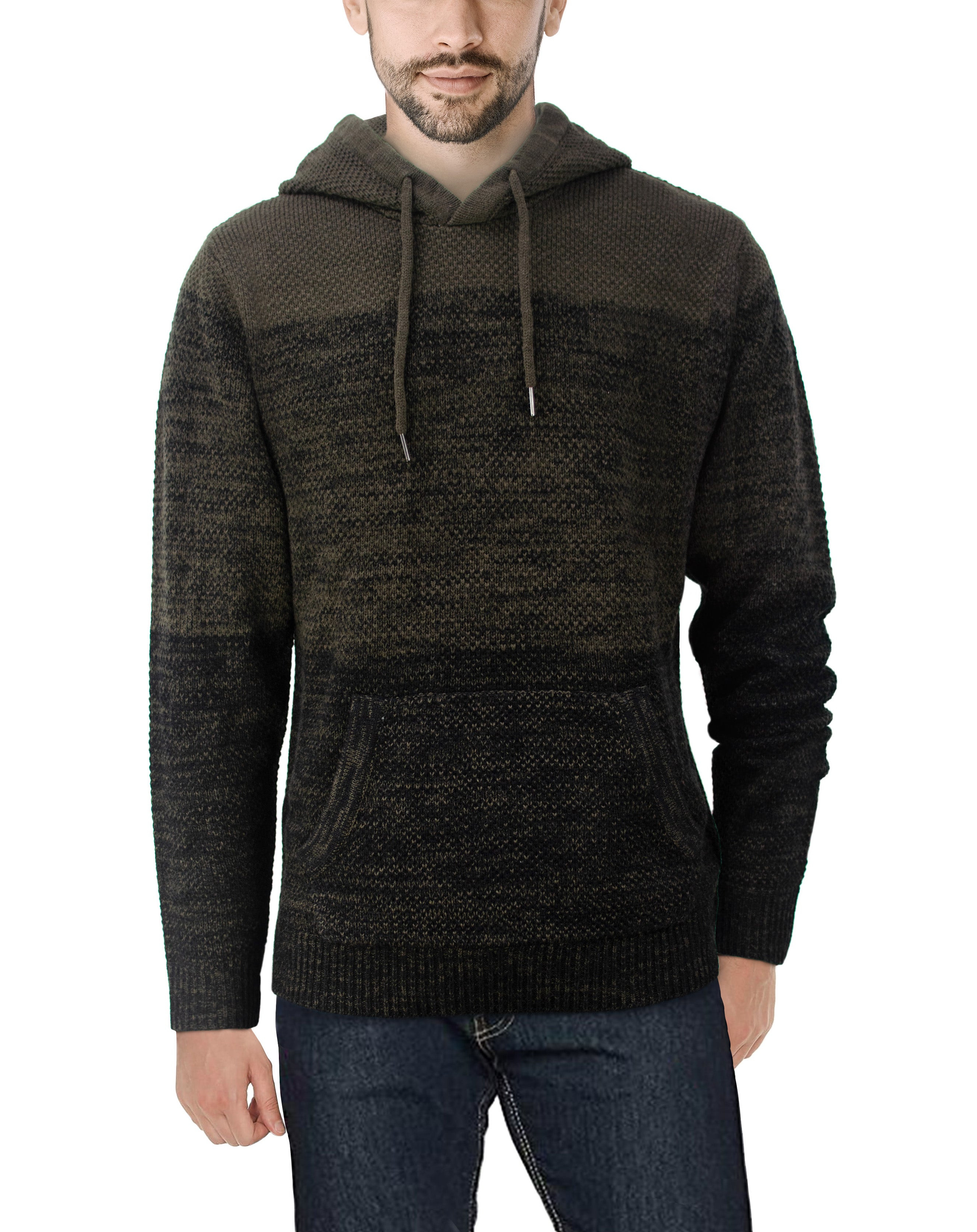 X RAY Colorblock Knitted Pullover Hood Sweater