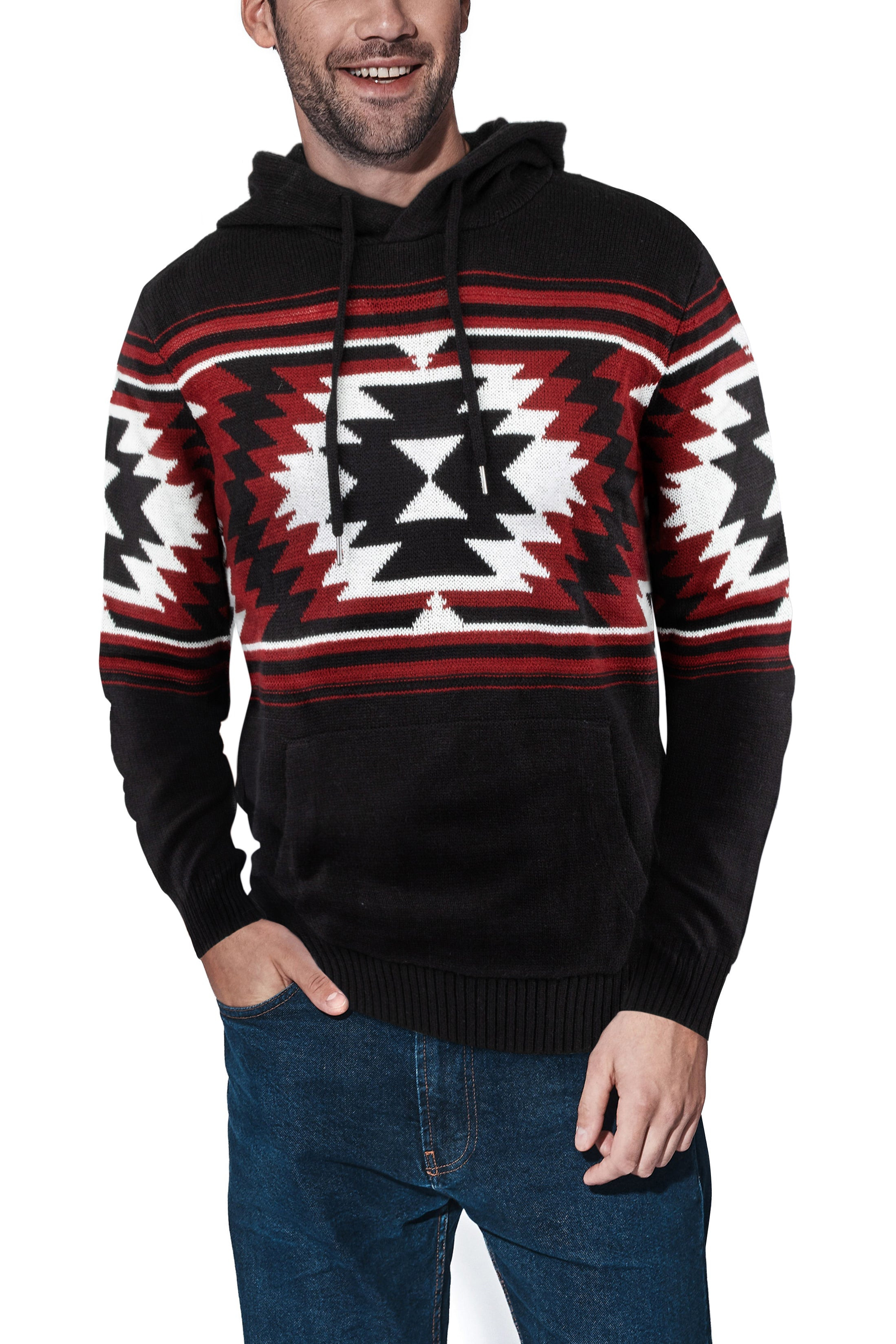 X RAY Aztec Hooded Sweater Black