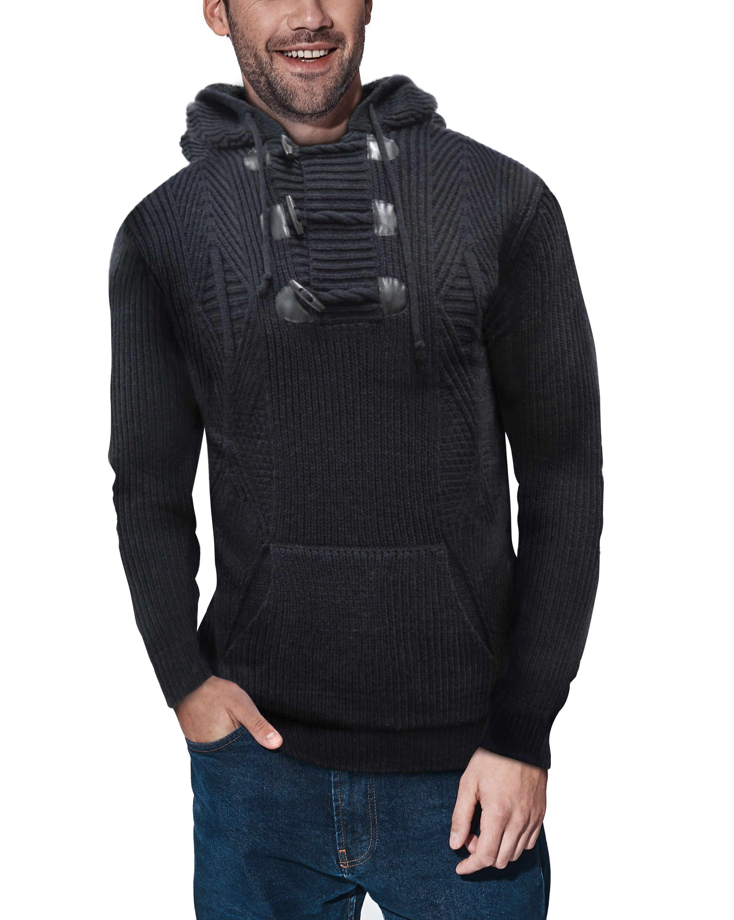 X RAY Toggle Accent Hooded Sweater Heather Black