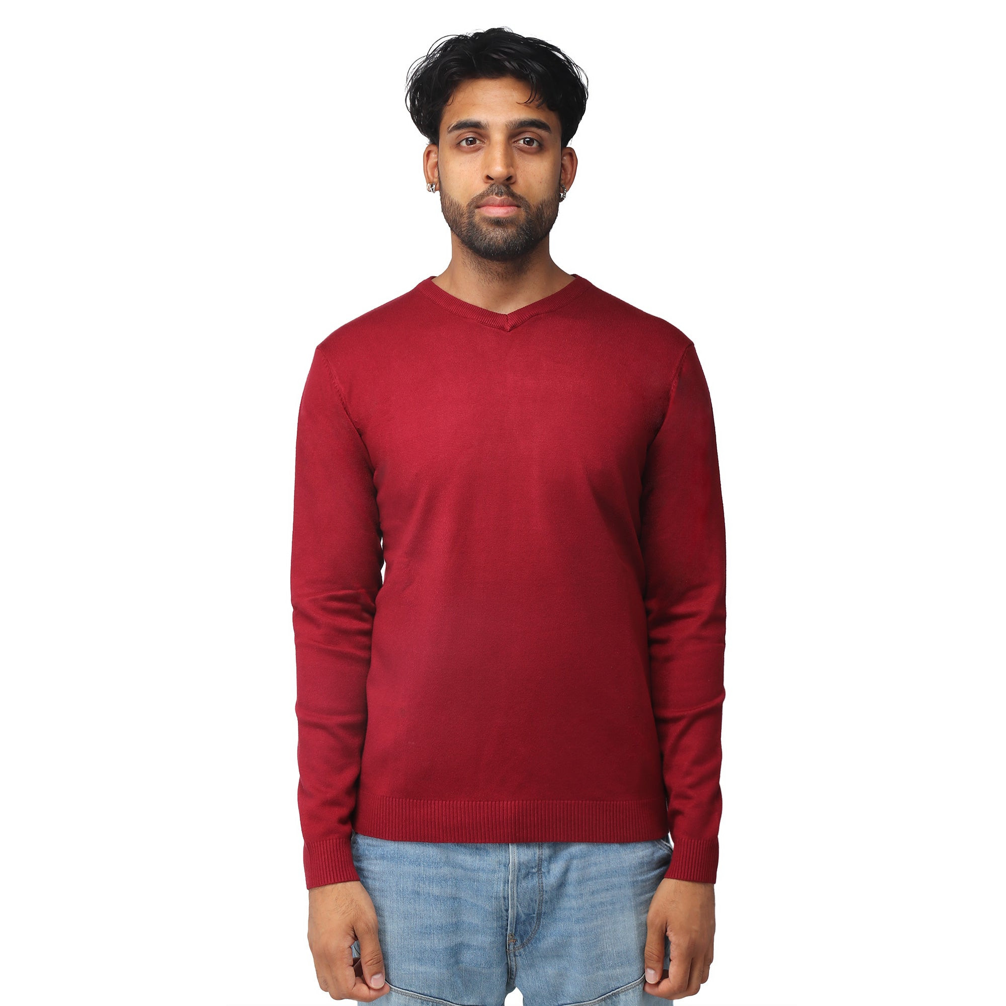 X RAY Classic V-Neck Sweater Oxblood