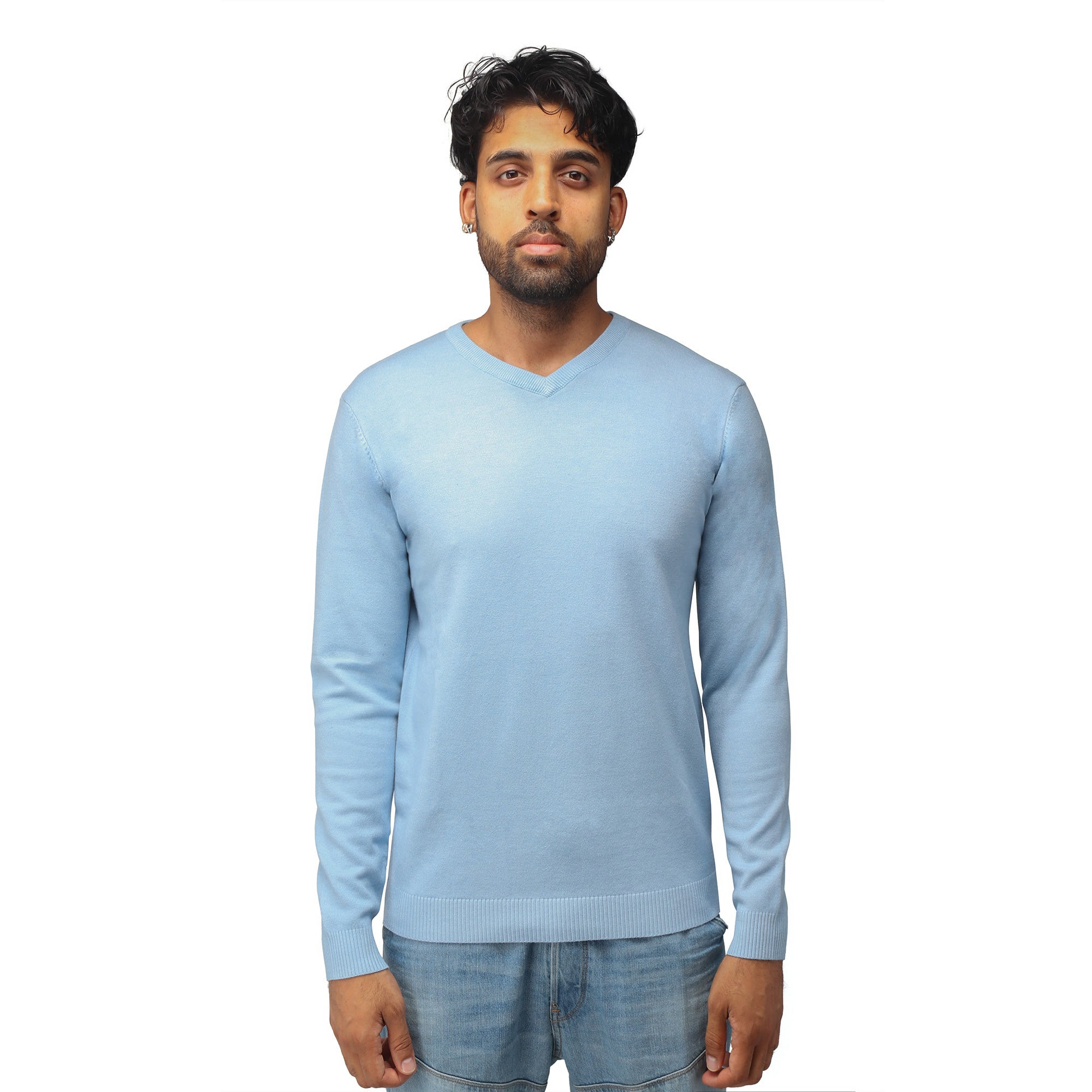 X RAY Classic V-Neck Sweater Powder Blue